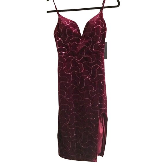 CITY STUDIO- SEXY SIDE SLIT STRAPED FULLY LINED WOMENS DRESS SIZE X-SMALL-NWT - Picture 4 of 9